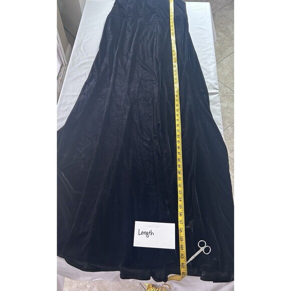 Azazie Womens Size A16 Black Velvet One Shoulder Maxi Slit Dress - Picture 4 of 10